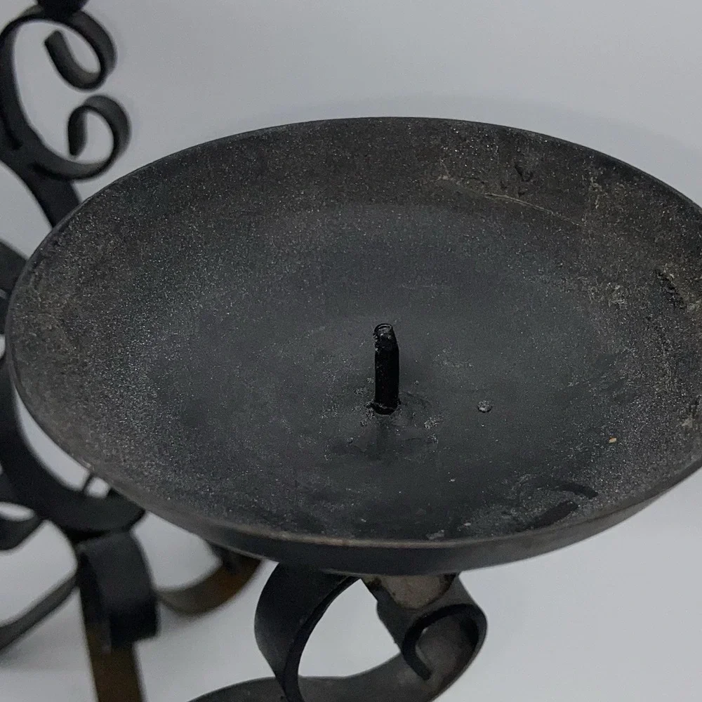 Black Wrought Iron‎ Candle Holders Set of two Black Swirl 13.5